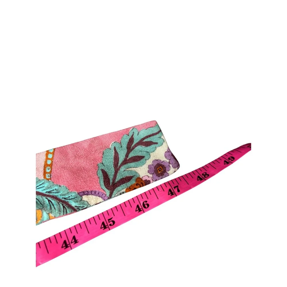 Boho Floral Paisley Fabric Belt Pink Purple Teal One Size Statement Accessory